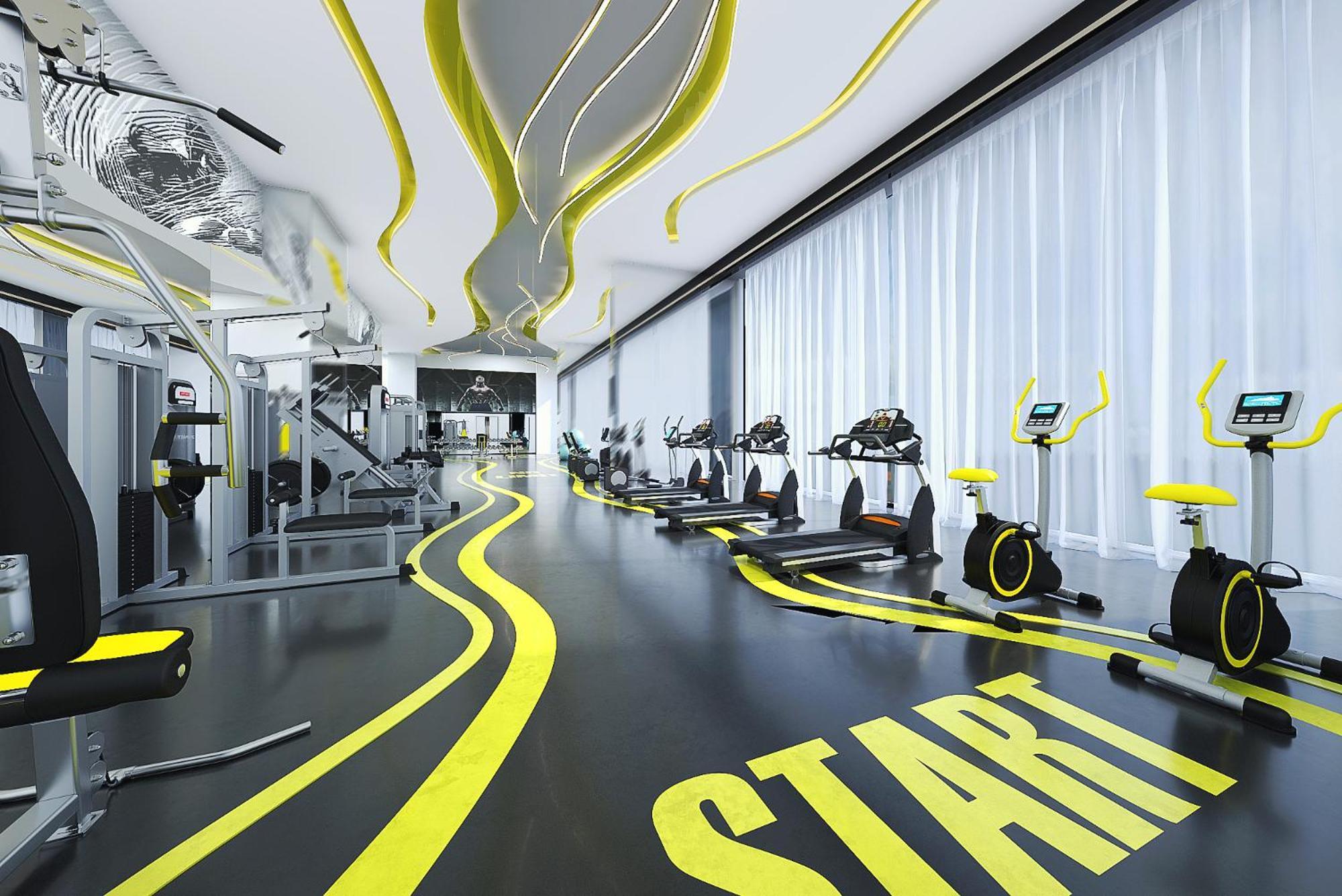Royal M Al Aqah Beach Resort By Gewan Esterno foto 3D rendering of a gym